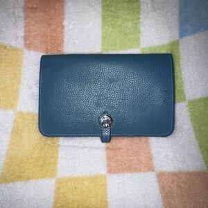 Hermes Togo Dogon Duo Wallet Blue Jean